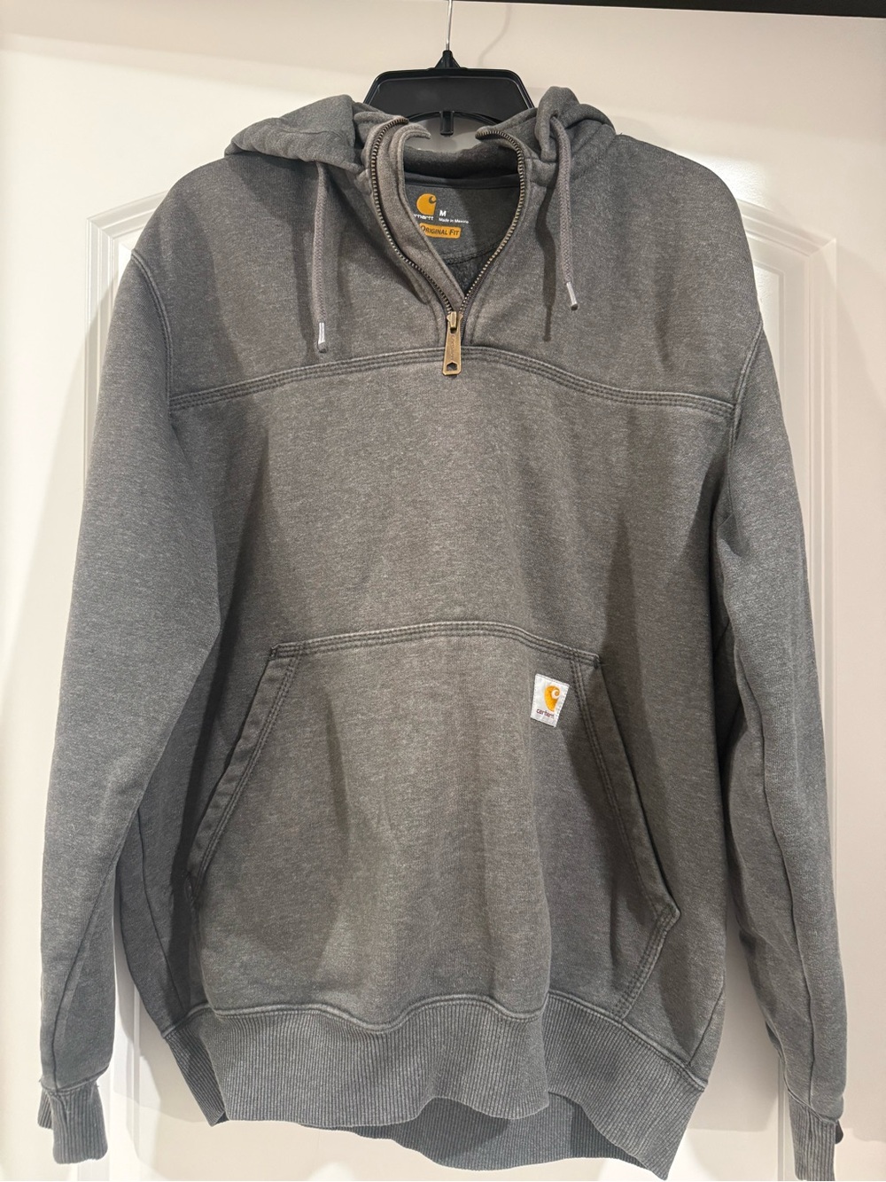 Carhartt Men’s Grey Quarter-Zip Hooded Sweatshirt